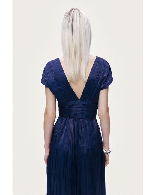 Nocturne Blue Sleeveless V-Neck Midi Dress