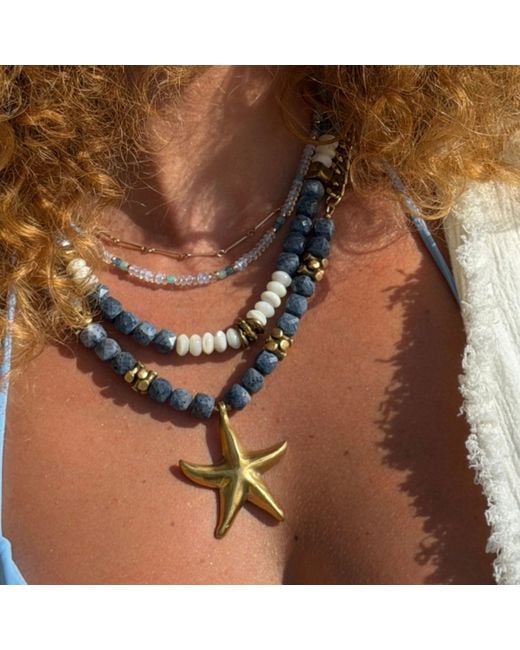 Rachel Nathan Blue Sponge Coral & Mother Of Pearl Necklace