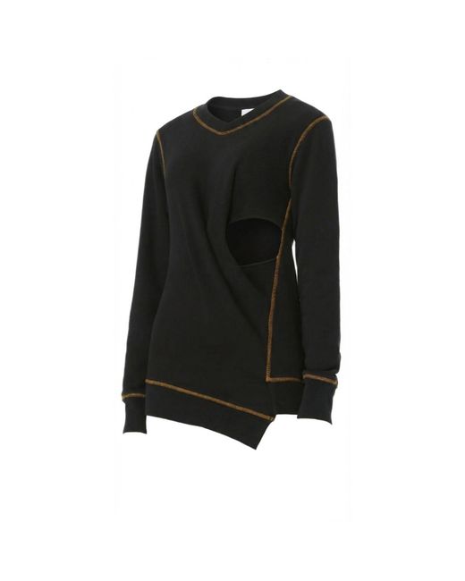 Gao Republic Black Sweatshirt Longline Cut-Out Jersey