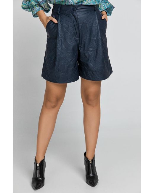 Conquista Blue Faux Leather Bermuda Shorts