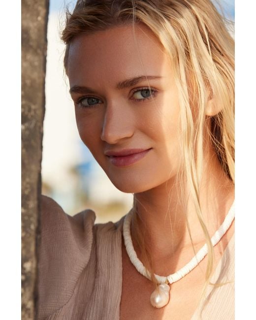 Adriana Pappas Designs Metallic Heishi Baroque Necklace