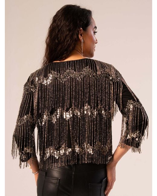 Rose & Nancy Black Phoebie Fringe Jacket