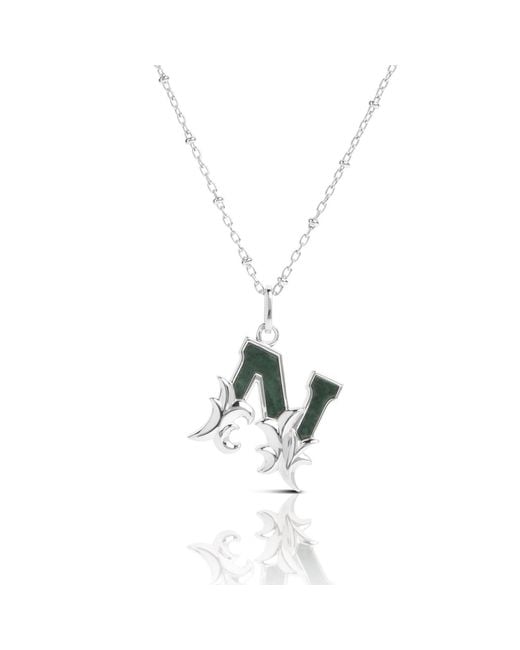 Kasun Metallic Solid N Initial Necklace With Marble