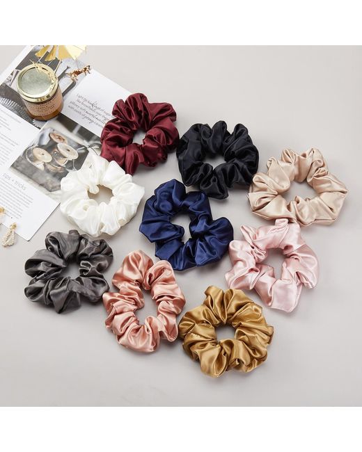 Soft Strokes Silk Pure Mulberry Silk French Scrunchie Set Of Five In Baby Pink
