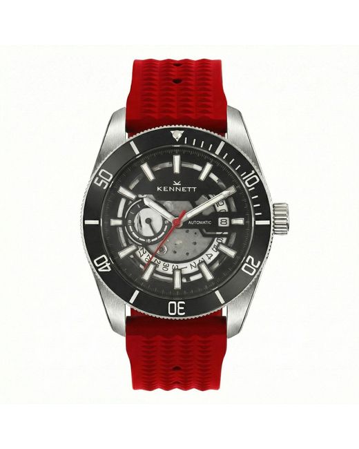 Kennett Watches & Accessories Red Viktor Automatic Watch Fkm Waffle Strap for men
