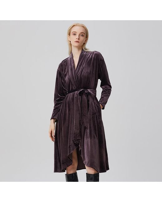 Smart and Joy Black Wrap Velvet Dress And Ruffle Hem
