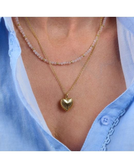 Nellou Jewellery Metallic Scalloped Heart Necklace Sterling