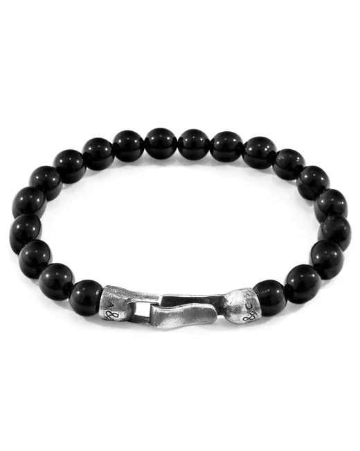 Anchor and Crew Black Onyx Nachi & Stone Beaded Bracelet for men
