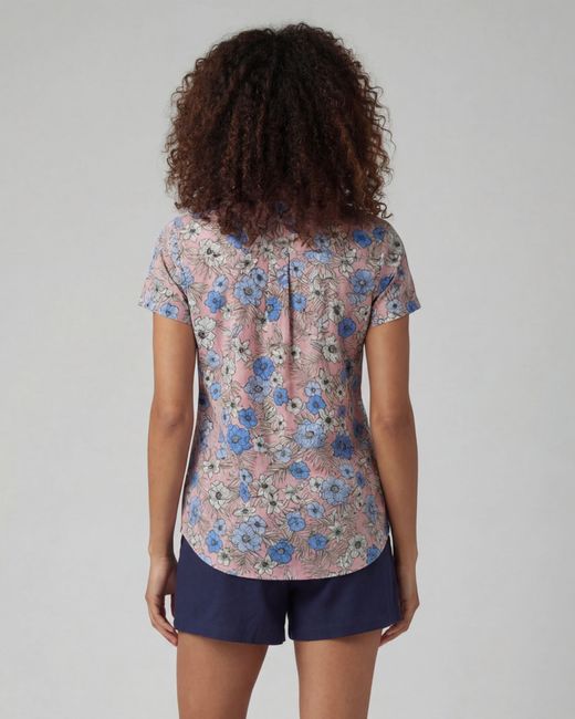 Lords of Harlech Blue Shelley Tropical Mix Coral Printed Shirt