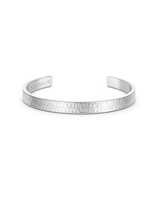 Unaloe Metallic Sterling Rigid Bangle For With Medium Hammered Band-Handmade Italian Jewelry