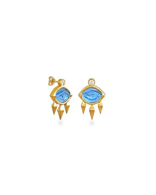 Myrto Katramadou Jewellery Blue Aegean Eye – Topaz Earrings