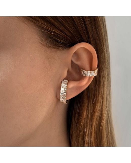 SALLY SKOUFIS Metallic Culture Earrings With Made Cz Diamond Stimulant