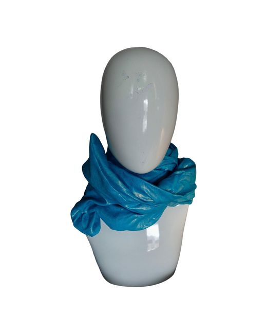 Romer Millinery Blue Twisturban Turban Turquiose Metallic Lightweight Linen