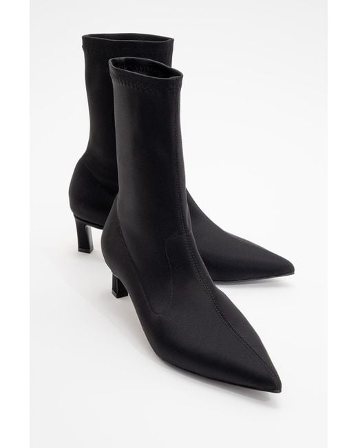 Prologue Shoes Black Lewin Stretch Pointed Toe Stiletto Boot