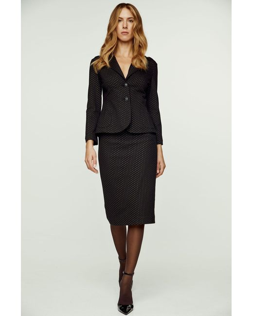 Conquista Black Print High Waist Pencil Skirt