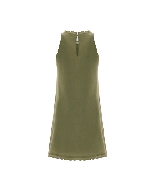 Monlicia Green Calia Mini Linen Dress