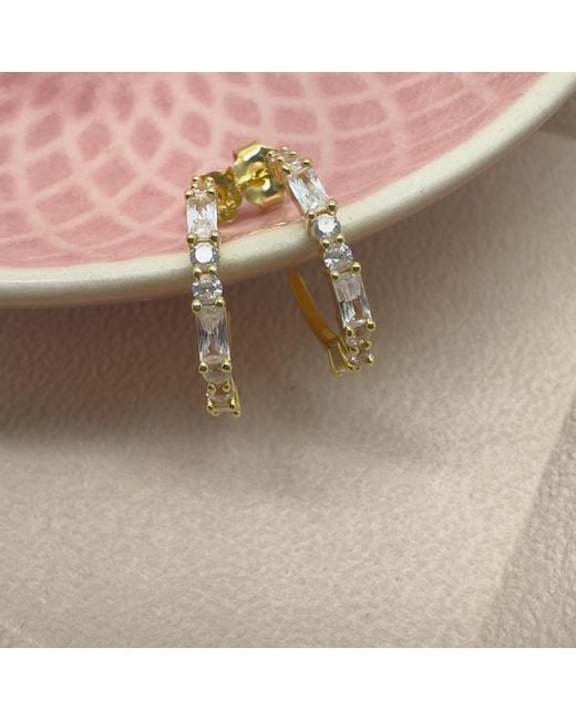 Clemence Wren Metallic Illumina Gemstone Hoop Earring
