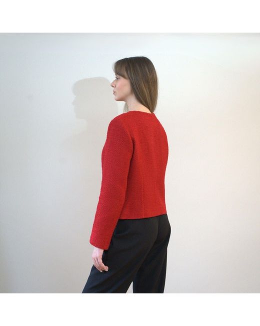 Nuvv Collection Red Casual Tweed Buttoned Jacket