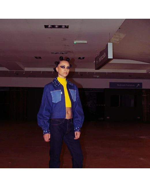 Couture to Your Door Blue Neutrals Denim Utilitarian Upcycled Denim Jacket