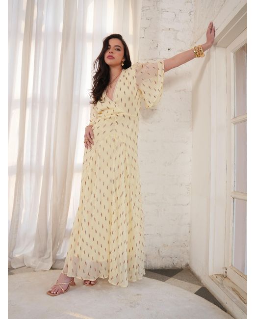 Rose & Nancy Natural Neutrals Talia Lemon Sparkle Maxi Dress