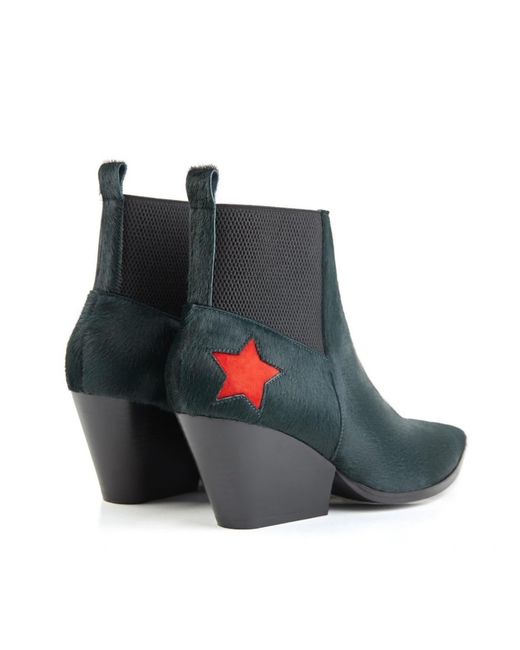 Rosamund Muir London Green Felixa Dark Calf Hair With Star Ankle Boots