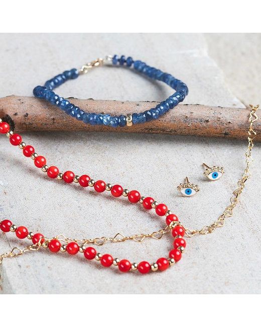 Becket + Quill Red Coral & Beaded Necklace