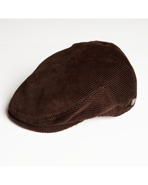 Dasmarca Hats Brown Dylan Italian Cord Flat Cap for men