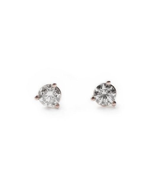 VicStoneNYC Fine Jewelry Metallic Natural Tiny Diamond Three Prong Settings Stud Earrings