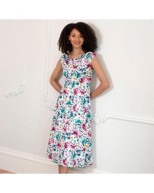 Alie Street London Blue Darcie Cowl Neck Dress