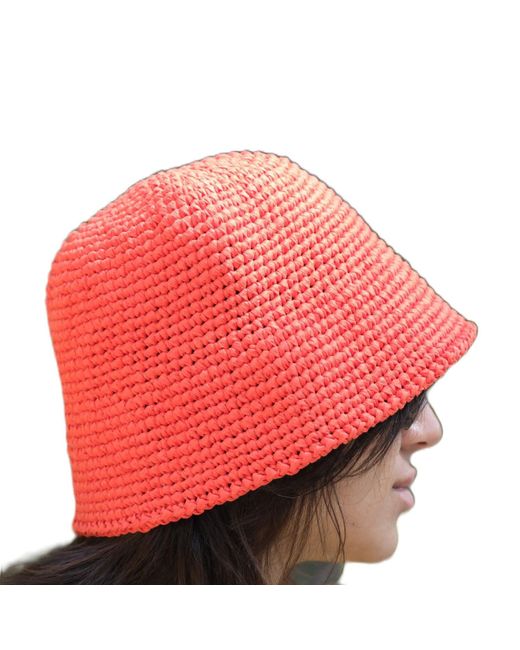 Springmoonatelier Red Raffia Special Summer Hat