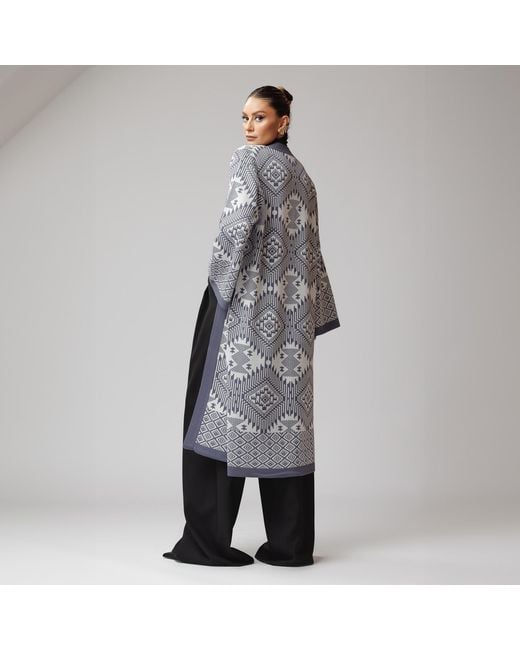 concept A trois Blue Graphic Print Knit Cardigan