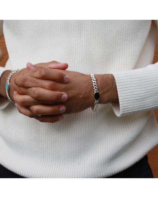 Fi Collection White Sterling Onyx Bracelet for men