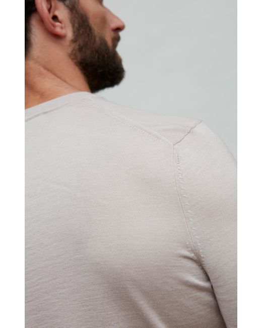 Paul James Knitwear Gray Neutrals Superfine Merino Silk Bellini Short Sleeve Jumper for men