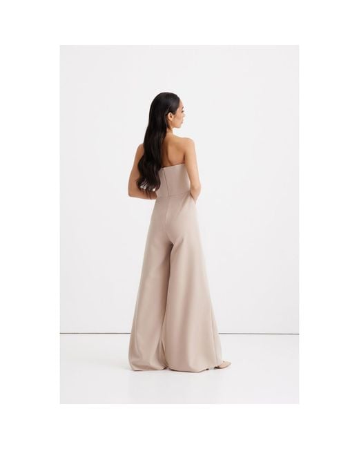 Nomi Fame Natural Neutrals Sarah Nude Palazzo Pant Corset Jumpsuit