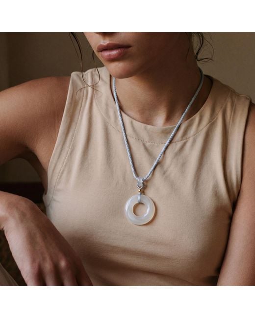 Ormiro Metallic Mobius Forever Loop Chalcedony Necklace