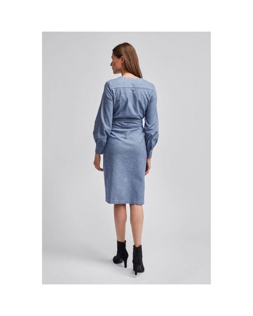Marianna Déri Blue Herringbone Wrap Dress