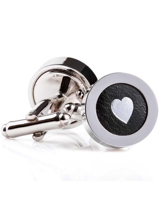 N'damus London Multicolor Regent Leather Heart Cufflinks for men