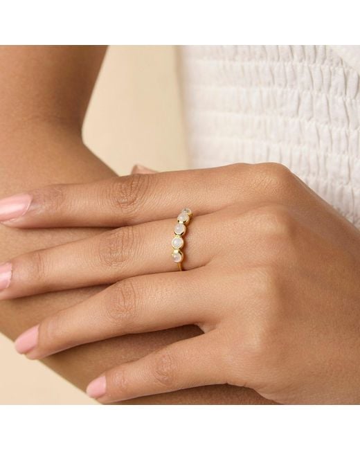 Isla Silver Metallic Harmonic Dainty Moonstone Ring