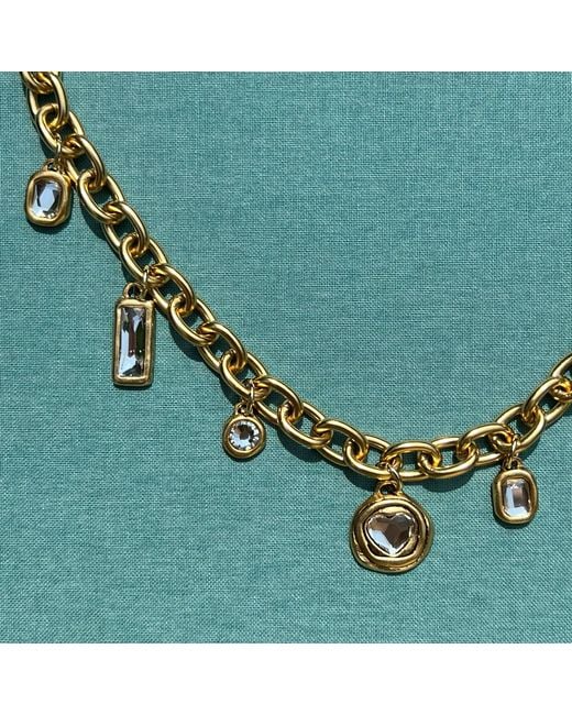 Sccollection Metallic Daisy Rhinestone Necklace