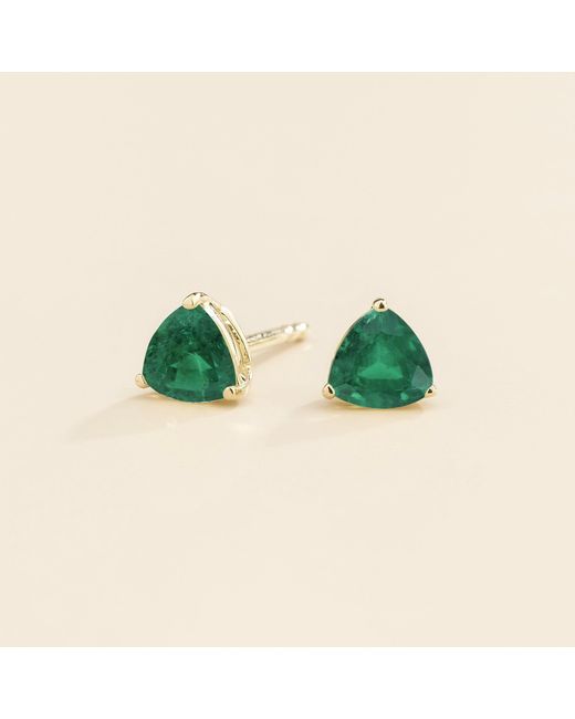 Juvetti Green Trillion Emerald Stud Earrings