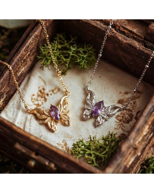 Azura Jewelry New York Metallic Sylphae Fairie Amethyst Necklace Vermeil