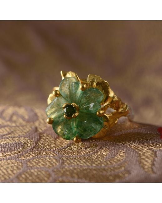 Emma Chapman Jewels Green The Rosa Onyx Flower Ring