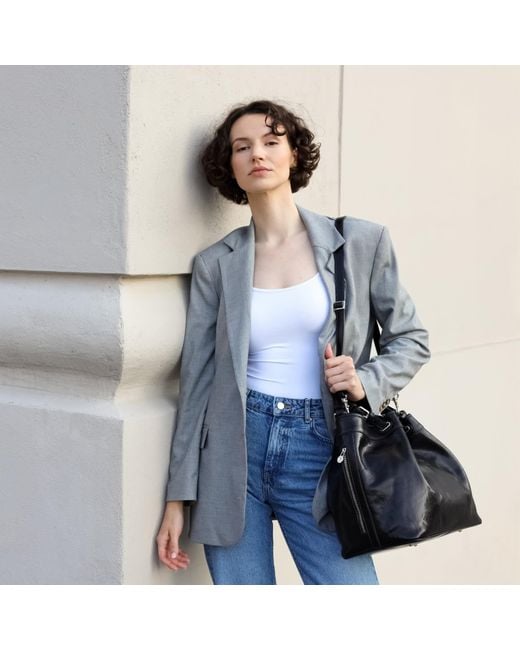 Time Resistance Black Leather Tote Bag For