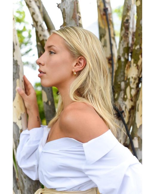 Adriana Pappas Designs Metallic Mini Hammered Pearl Hoops