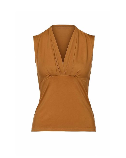 Conquista Brown Rust Sleeveless V-Neck Top