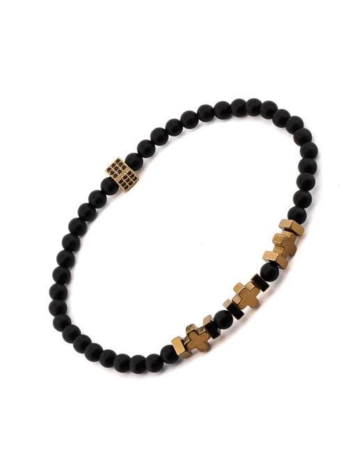 Ebru Jewelry Black Onyx & Hematite Beaded Bracelet for men