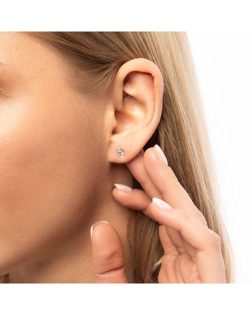 Spero London Metallic 9Ct Solid Marquise Stud Earrings