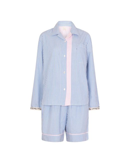 NoLoGo-chic Blue Stripe Stock Set Shorts Pj Cotton