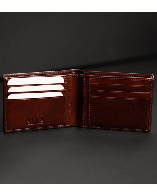 Time Resistance Purple Leather Bifold Wallet for men