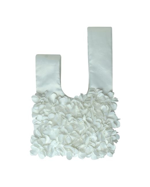 2KStyle Blue Bellini Three-Dimensional Florals Hand-Embellished Satin Mini Wristlet Pouch